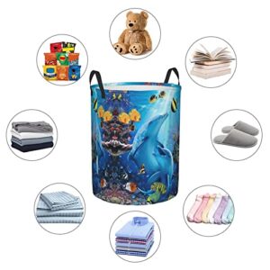 Dolphin Laundry Hamper Cute Laundry Baskets Large Animal Hampers Toy Organizer Hamper Bag Dirty Clothes Storage Bin