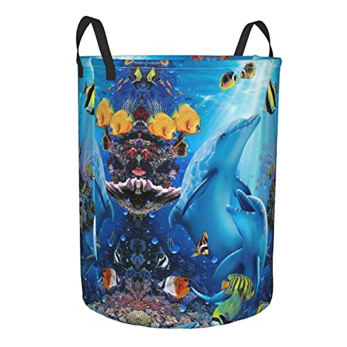 Dolphin Laundry Hamper Cute Laundry Baskets Large Animal Hampers Toy Organizer Hamper Bag Dirty Clothes Storage Bin