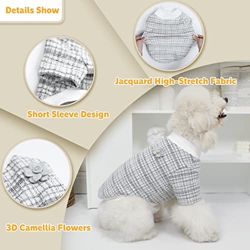MESHEEN Elegant Premium Dog Shirt for Puppy and Cat Made of Soft Breathable Stretch Customized Fabric, Dog Clothes Use Mid Collar Short Sleeve Design Make Your Pet More Cute and Fashion