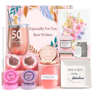 50th birthday gifts for women, birthday box for women, mom, friend, sister, wife, aunt, coworker, grandma, daughter, wife birthday gift ideas, cool gifts for 50 year old womem