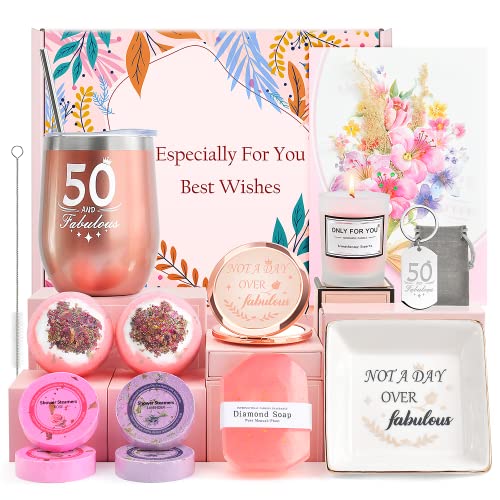 50th Birthday Gifts for Women, Birthday Box for Women, Mom, Friend, Sister, Wife, Aunt, Coworker, Grandma, Daughter, Wife Birthday Gift Ideas, Cool Gifts for 50 Year Old Womem