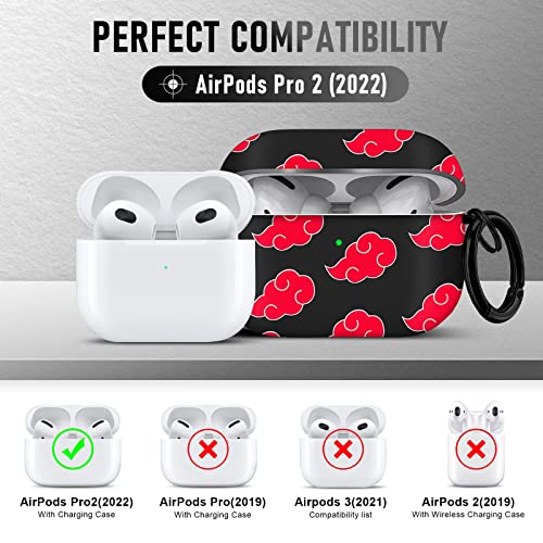 Maxjoy for Airpods Pro 2nd Generation Case, Cartoon Cute Anime Design Series Apple Airpod pro 2 Case Cover for Airports Pro 2 Generation 2022, Wireless AirPods Pro 2 Cases for Men Women, Red Cloud