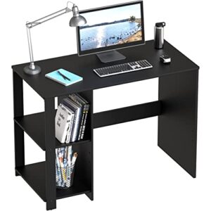 shw home office computer desk with shelves, black