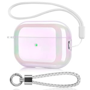 airspo airpods pro 2nd generation case cover clear lasher hard pc protective case colorful airpod pro 2 cover skin compatible with apple airpods pro 2 with keychain (glittery white)