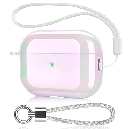 AIRSPO AirPods Pro 2nd Generation Case Cover Clear Lasher Hard PC Protective Case Colorful AirPod Pro 2 Cover Skin Compatible with Apple AirPods Pro 2 with Keychain (Glittery White)