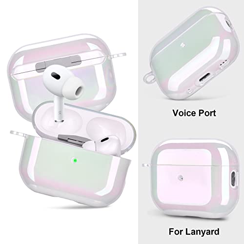 AIRSPO AirPods Pro 2nd Generation Case Cover Clear Lasher Hard PC Protective Case Colorful AirPod Pro 2 Cover Skin Compatible with Apple AirPods Pro 2 with Keychain (Glittery White)