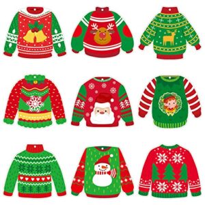 45 pcs ugly sweater cutouts for christmas classroom bulletin board holiday diy party decoration, 6 inch double-sided