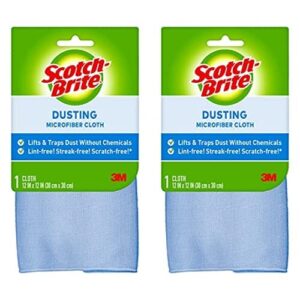 3m scotch-brite microfiber dusting cloth, blue, 12.5 x 14 (pack of 2)