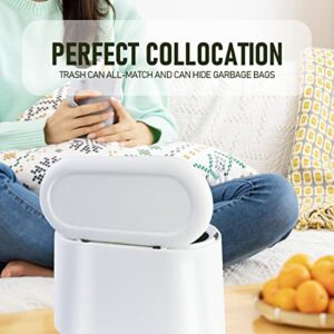 MICMXMO Mini Desktop Trash Can with Lid Office Countertop Trash Bin Push-Type Small Garbage Can Dresser Kitchen Bathroom Desktop Plastic Garbage Bin (White)