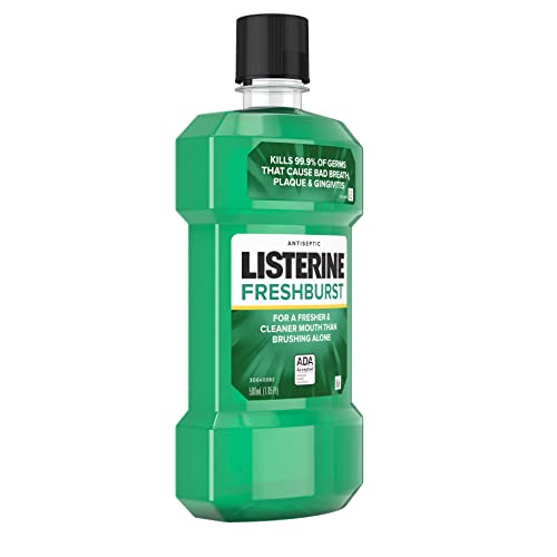 Listerine Freshburst Antiseptic Mouthwash for Bad Breath, Kills 99% of Germs That Cause Bad Breath & Fight Plaque & Gingivitis, ADA Accepted Mouthwash, Spearmint, 500 mL (Pack of 2)