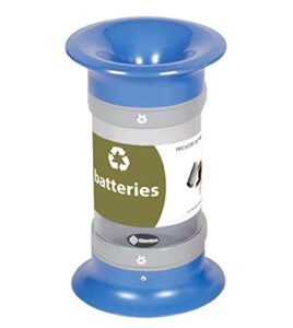 glasdon c-thru 5q battery recycling tube (blue) – small battery recycling bin – compact 5q transparent battery collection tube – standard/recycle across america decals (recycle across america decal)