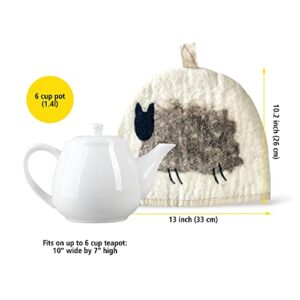GLACIART ONE Wool Teapot Cozy Kettle Cover | Dome Shaped Large Tea Cozy for Teapot, Kettle or French Press | Handmade & Needle Felted from Natural Wool | Teapot Warmer Up to 2 Hours | Great as Gift