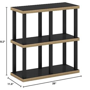 Furinno Turn-N-Tube No Tools Decorative Display Shelf, 4-Cube, Americano/Black