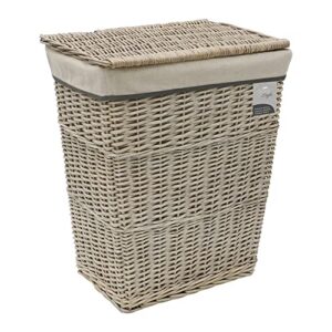 jvl arianna rectangular tapered willow linen laundry basket, grey wash