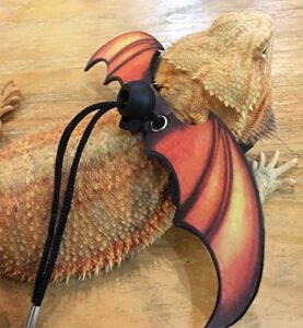 bearded dragon lizard leash harness - adjustable dinosaur wing lizard cool leather wings