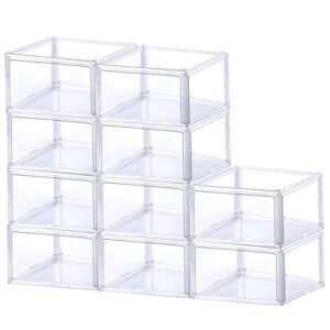 gqhnlup shoe display case 10 pack,shoe boxes clear plastic stackable strong and sturdy acrylic shoe display magnetic door (14.2 x 11.0 x 8.7in)