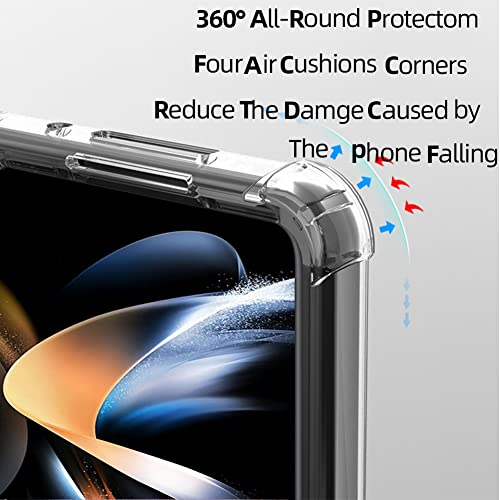 Boaoige for Samsung Galaxy Z Fold 4 5G Magnetic Hinged Pen Rail Case, Adjustable Kickstand Case, Fall Resistance Shockproof Technology-Style Full Protective Case Clear