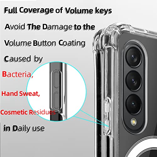 Boaoige for Samsung Galaxy Z Fold 4 5G Magnetic Hinged Pen Rail Case, Adjustable Kickstand Case, Fall Resistance Shockproof Technology-Style Full Protective Case Clear