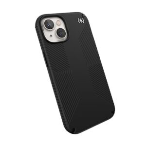 speck iphone 14 & iphone 13 case - drop protection, scratch resistant, dual layer slim phone case for 6.1 inch iphones 14 - built for magsafe - presidio2 grip - black/black/white