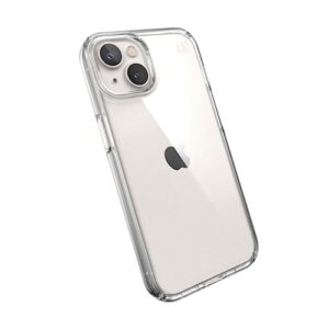 speck clear iphone 14 & iphone 13 case - drop protection, scratch resistant dual layer slim phone case for 6.1 inch iphones 14 - magsafe compatible - anti-yellowing - presidio perfect - clear/clear