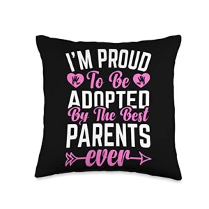 adoption day gifts for adoptive parents & child adoptive children sayings fom adoption & adopted kids throw pillow, 16x16, multicolor
