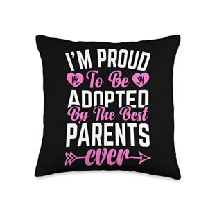 Adoption Day Gifts For Adoptive Parents & Child Adoptive Children Sayings Fom Adoption & Adopted Kids Throw Pillow, 16x16, Multicolor