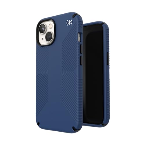 Speck iPhone 14 & iPhone 13 Case - Drop Protection, Scratch Resistant, Dual Layer Slim Phone Case for 6.1 Inch iPhones 14 - Built for MagSafe - Presidio2 Grip - Coastal Blue/Black/White