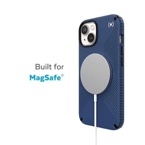 Speck iPhone 14 & iPhone 13 Case - Drop Protection, Scratch Resistant, Dual Layer Slim Phone Case for 6.1 Inch iPhones 14 - Built for MagSafe - Presidio2 Grip - Coastal Blue/Black/White