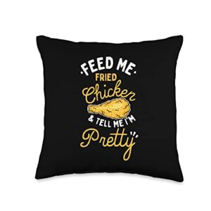 funny fried chicken gifts feed me fried chicken & tell me i'm pretty throw pillow, 16x16, multicolor