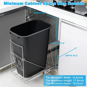 GRIKODA Pull Out Trash Can Under Cabinet, Kitchen Adjustable Sliding Waste Bin Frame,Trash Can Not Included