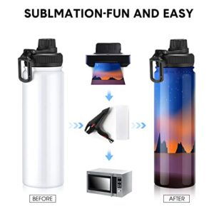 8 Pack Sublimation Sports Water Bottle Stainless Steel Vacuum Flask Sublimation Water Bottle Blanks Large Mouth Insulated Bottles Heat Transfer Insulated Flask with Spout Lid for Kids DIY Gift (22 oz)