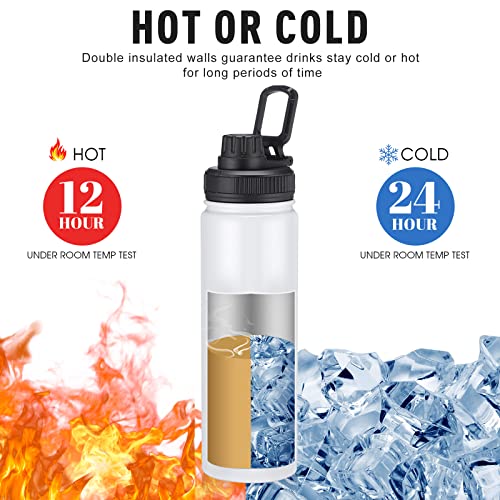 8 Pack Sublimation Sports Water Bottle Stainless Steel Vacuum Flask Sublimation Water Bottle Blanks Large Mouth Insulated Bottles Heat Transfer Insulated Flask with Spout Lid for Kids DIY Gift (22 oz)