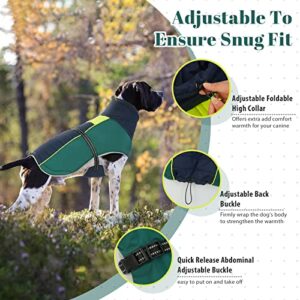 T'CHAQUE Warm Dog Jacket, Cold Weather Coat for Small Medium Large Dogs, Waterproof Reflective Turtleneck Dog Vest, Winter Fleece Dog Outfit with Leash Ring Windproof Adjustable Dog Apparel Clothes