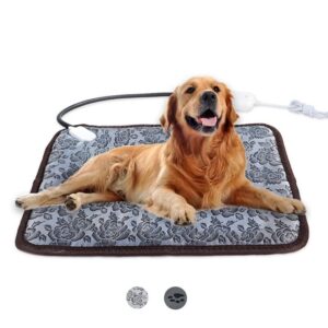 NUOPAIPLUS Winter Heating Pad, Adjustable Heating Pad for Dog Cat Puppy Power-Off Protection Pet Electric Warm Mat Bed Waterproof Bite-Resistant Wire (Size : 45x45cm)