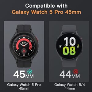 JETech Screen Protector for Samsung Galaxy Watch 5 Pro 45mm, Full Coverage Tempered Glass, HD Clear, 3 Pack