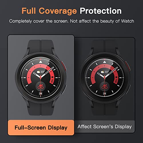 JETech Screen Protector for Samsung Galaxy Watch 5 Pro 45mm, Full Coverage Tempered Glass, HD Clear, 3 Pack