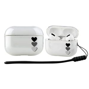 ook clear case for airpods pro 2nd generation 2022, heart design full body shockproof protective airpods pro 2 case anti-scratch anti-yellow wireless charging case with lanyard