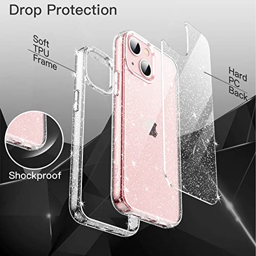 JETech Glitter Case for iPhone 13 6.1-Inch, Bling Sparkle Shockproof Phone Bumper Cover, Cute Sparkly for Women and Girls (Clear)