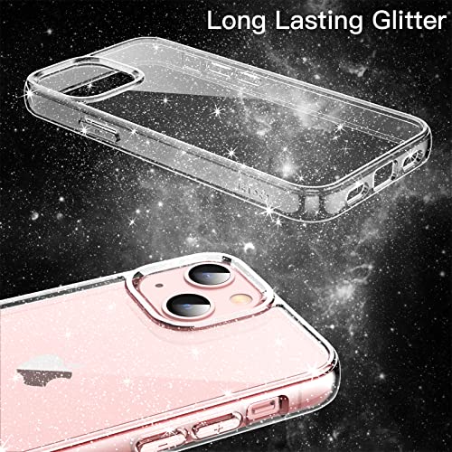 JETech Glitter Case for iPhone 13 6.1-Inch, Bling Sparkle Shockproof Phone Bumper Cover, Cute Sparkly for Women and Girls (Clear)