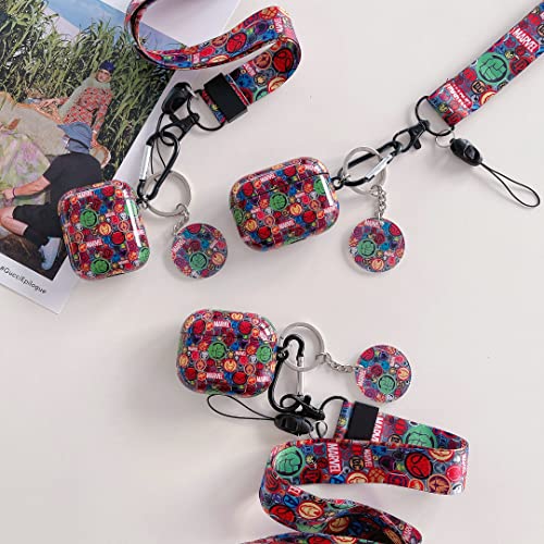 Auto Element Anime Super Hero Character Soft TPU Airpods 1/2 Case，with Cartoon Lanyard Keychain，Suitable Fashion Man Women Girl Case