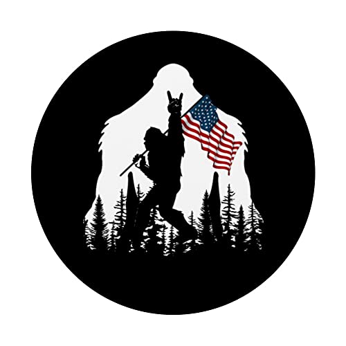 Bigfoot Rock On Hold American Flag Sasquatch Believers PopSockets Swappable PopGrip