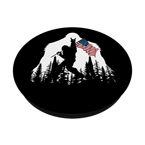 Bigfoot Rock On Hold American Flag Sasquatch Believers PopSockets Swappable PopGrip