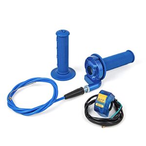 pucky new 7/8" 22mm twist throttle accelerator handle grips and cable set with kill on off switch for 50cc 110cc 150cc 250cc mini bike atv quad pit bike dirtbike (blue)
