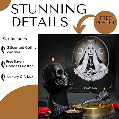 Sacred Luxury Skull Candle Set - Witchy Gifts for Women | Gothic Decor Home | Skull Gifts for Women | Black Skull Candle | Spooky Candles | Witchy