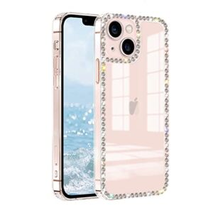 VAOXTY Compatible with iPhone 14 Plus Case Clear Bling Diamond Rhinestone Cute for Girls Women Girly Case Glitter Shiny Sparkle Bumper Design Soft Silicone Luxury Fashion Protective 3D Phone Case