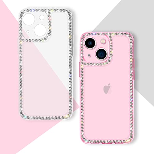 VAOXTY Compatible with iPhone 14 Plus Case Clear Bling Diamond Rhinestone Cute for Girls Women Girly Case Glitter Shiny Sparkle Bumper Design Soft Silicone Luxury Fashion Protective 3D Phone Case