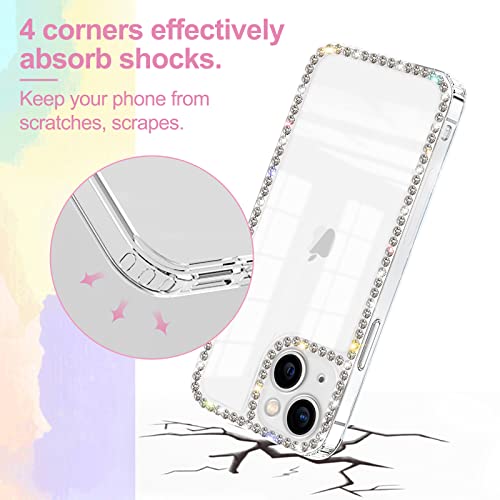 VAOXTY Compatible with iPhone 14 Plus Case Clear Bling Diamond Rhinestone Cute for Girls Women Girly Case Glitter Shiny Sparkle Bumper Design Soft Silicone Luxury Fashion Protective 3D Phone Case