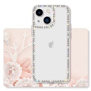 VAOXTY Compatible with iPhone 14 Plus Case Clear Bling Diamond Rhinestone Cute for Girls Women Girly Case Glitter Shiny Sparkle Bumper Design Soft Silicone Luxury Fashion Protective 3D Phone Case