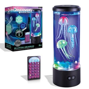 discovery #mindblown jellyfish aquarium color-morphing lamp with 15 light options and remote control, educational biology themed bedroom light for kids & adults ages 8 and up