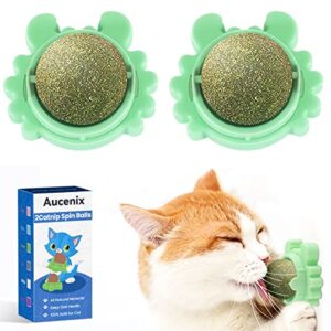 aucenix catnip balls toy for cat, wall catnip roller for cat licking, teeth cleaning dental edible kitten toy, natural rotating crab cat toy (green)